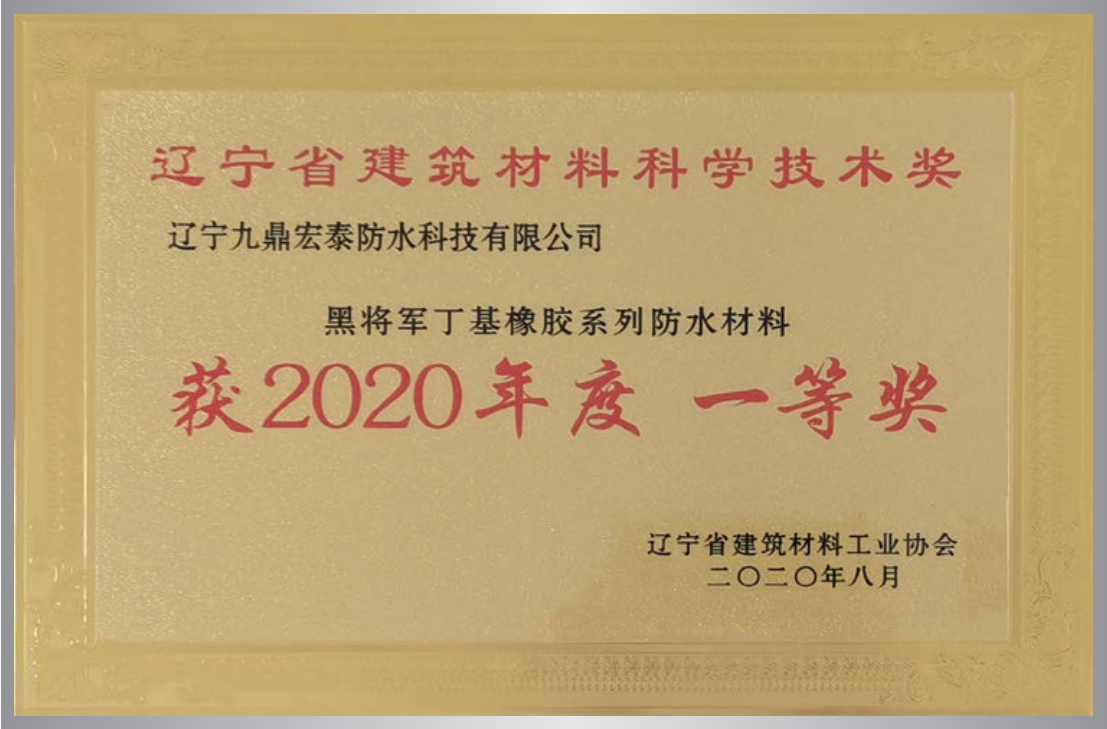 黑將軍丁基橡膠系列防水材料  科學技術(shù)獎一等獎